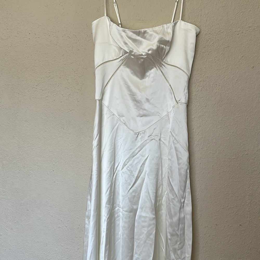 House of CB L A-C 'Anabella' Ivory Satin Lace Up Maxi‎ Dress NWOT - Picture 6 of 15